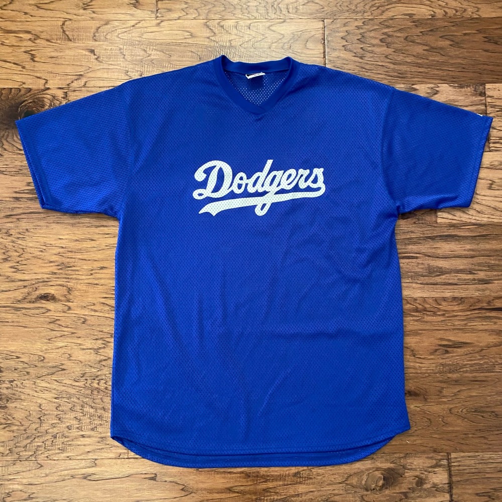 Vintage Bike LA Dodgers Mesh Jersey XXL Blue V-Neck Baseball Shirt